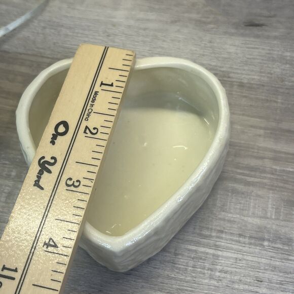 Vintage Heart Shaped Swans Lace Rose Ceramic Trinket Box Blue Vtg - Picture 9 of 11